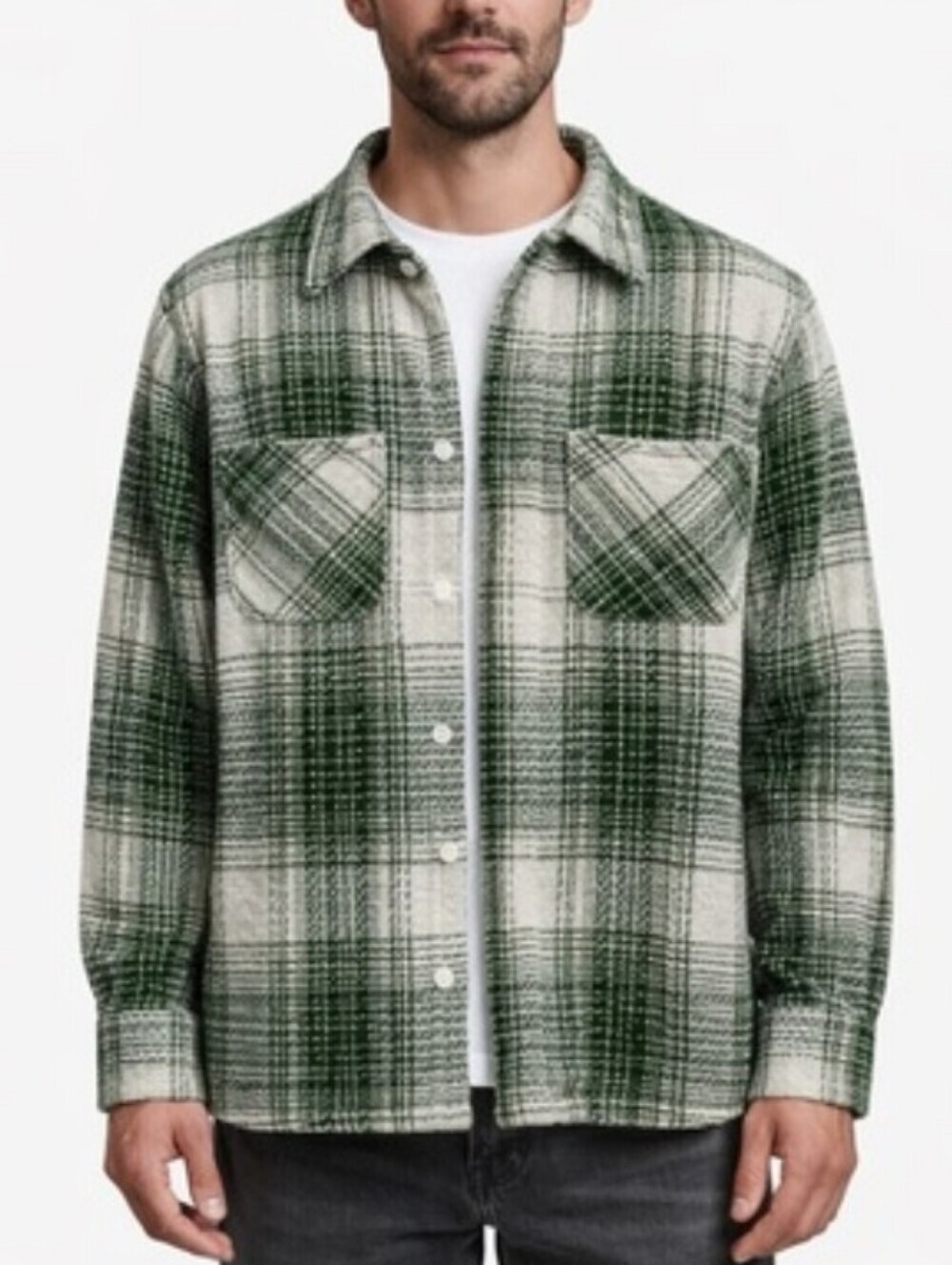 Common People Dude Overshirt Men's Plaid Button-Up Shirt Shacket Jacket Size XL